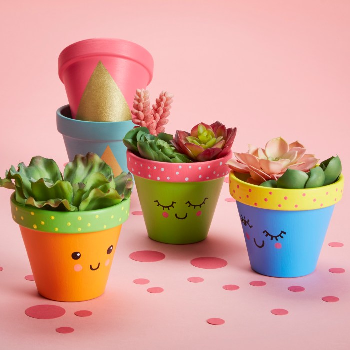 Paint clay plant pots