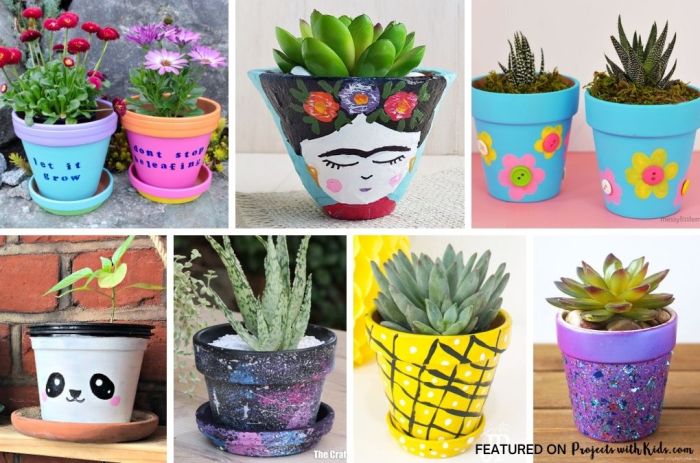 Paint clay plant pots