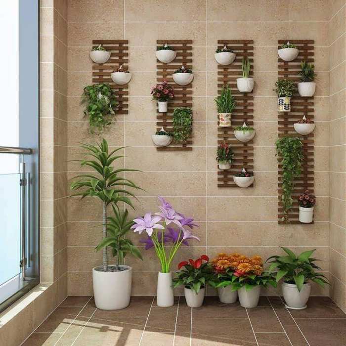 Wall mounted indoor plant pots